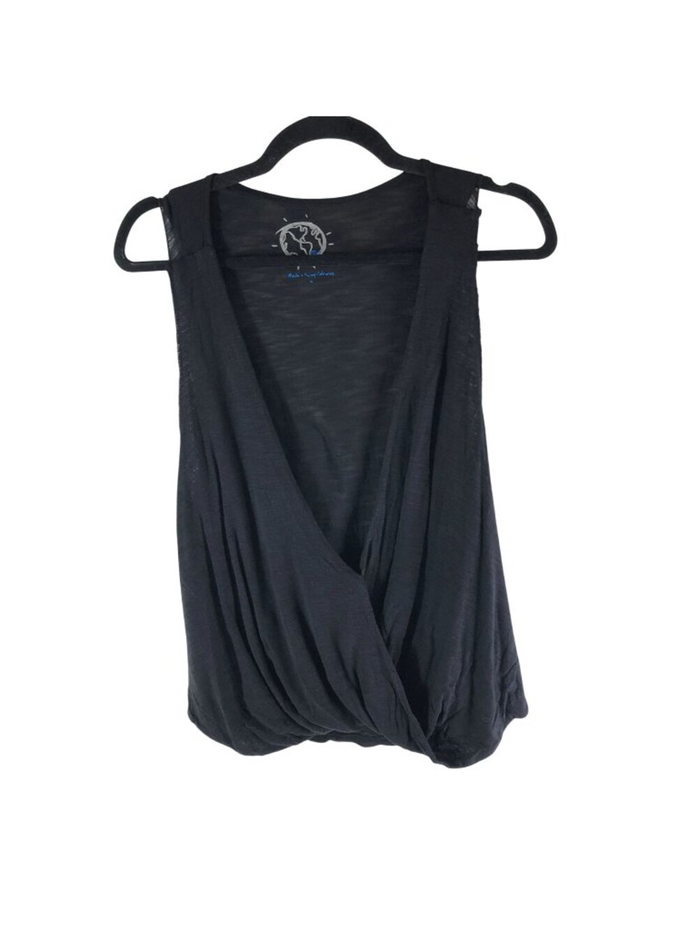 Blue Life Womens Black Sleeveless Drape V-Neck Top Size L 100% Modal USA Made
